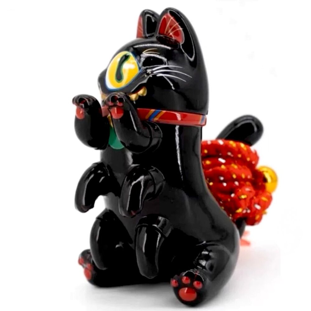 NWT UNBOX Industries ABAO Kiiti Black Lucky Cat MANEKI-NEKO Sofubi Art Toy